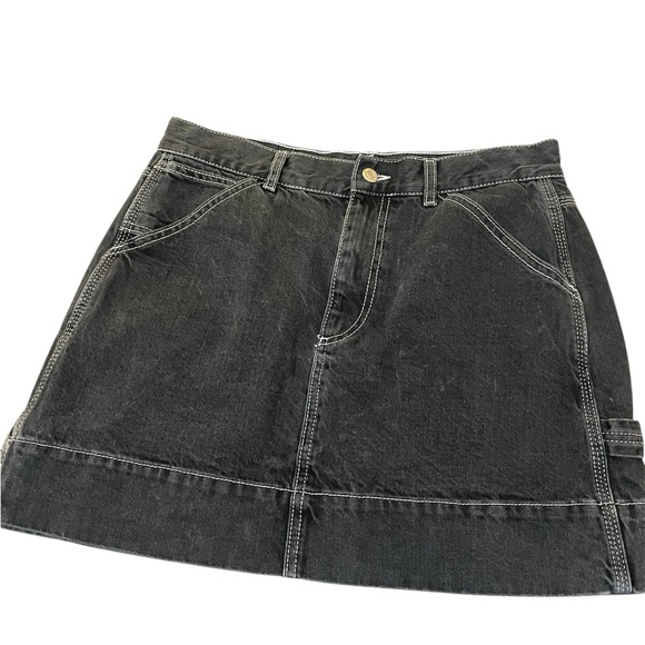 TOPSHOP Black Denim Mini Skirt - Picture 1 of 6